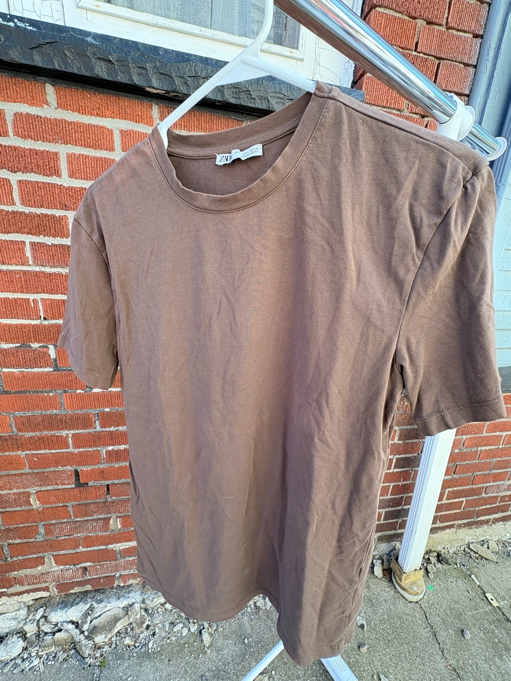 Zara Women’s Brown Crew Neck T-Shirt